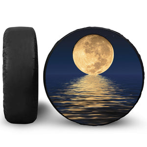 Moonlight On The Sea Print Leather Spare Tire Cover