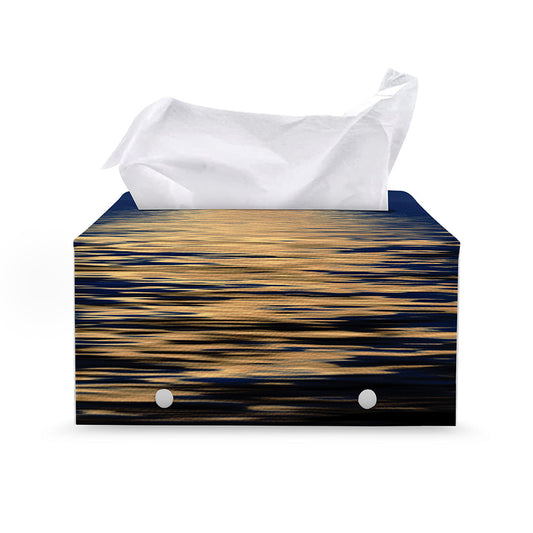 Moonlight On The Sea Print Leather Tissue Box Cover