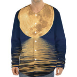 Moonlight On The Sea Print Long Sleeve Baseball Jersey