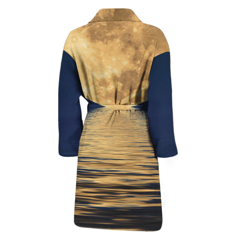 Moonlight On The Sea Print Men's Bathrobe