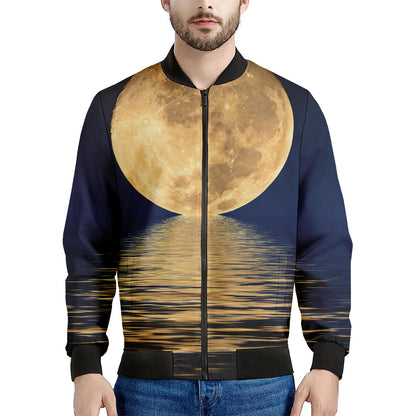 Moonlight On The Sea Print Men's Bomber Jacket