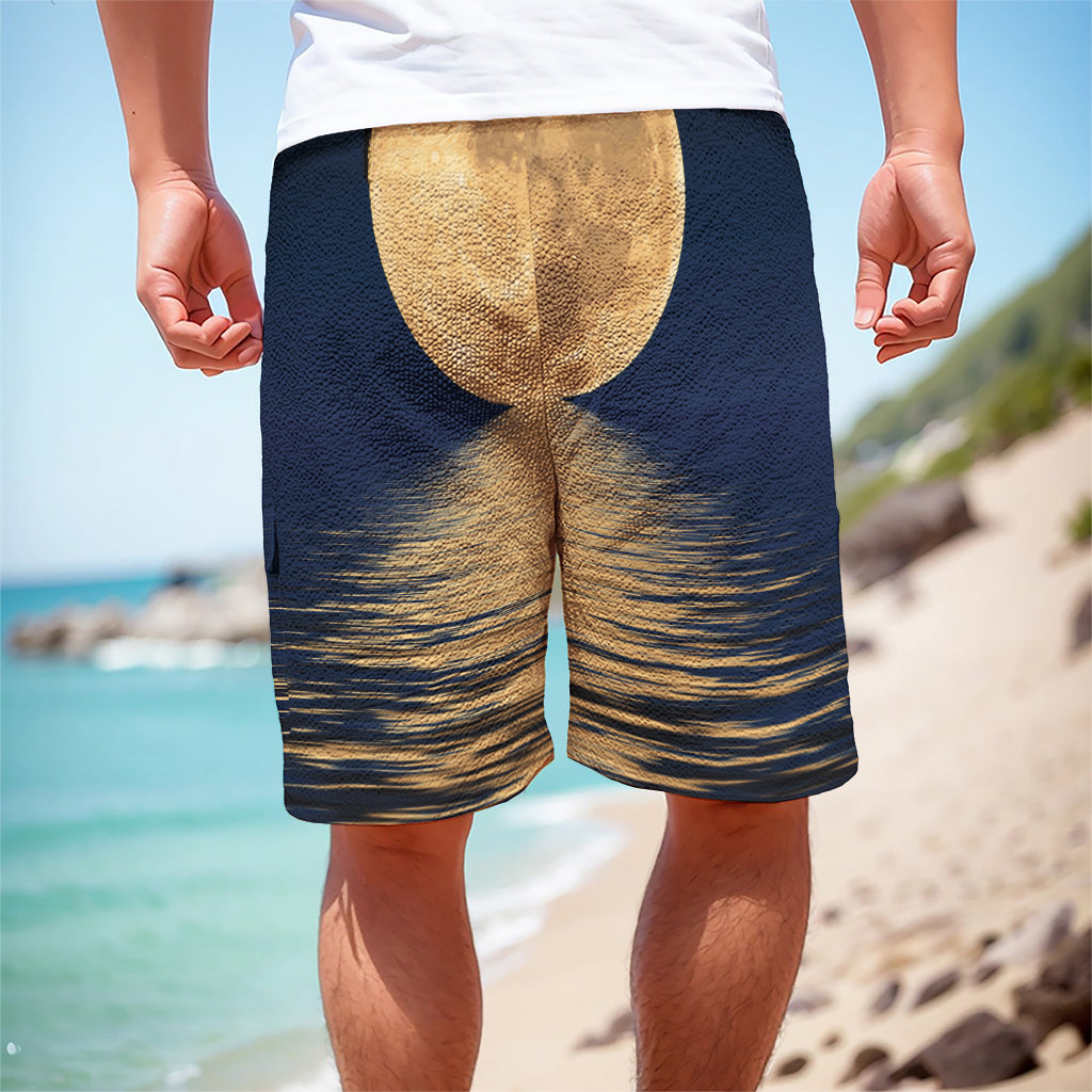 Moonlight On The Sea Print Men's Cargo Shorts