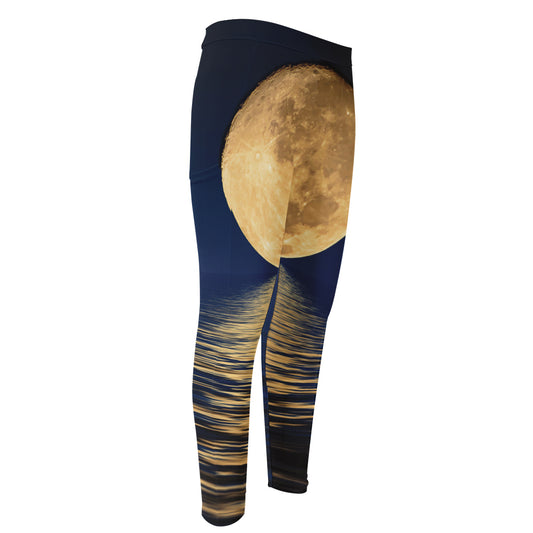Moonlight On The Sea Print Men's Compression Pants