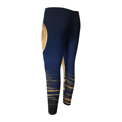 Moonlight On The Sea Print Men's Compression Pants