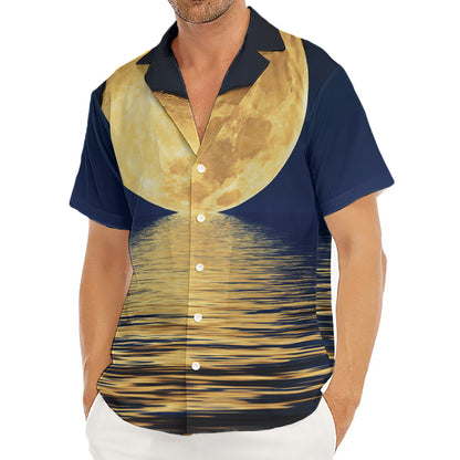 Moonlight On The Sea Print Men's Deep V-Neck Shirt
