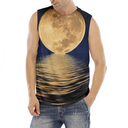 Moonlight On The Sea Print Men's Fitness Tank Top