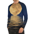 Moonlight On The Sea Print Men's Long Sleeve Rash Guard