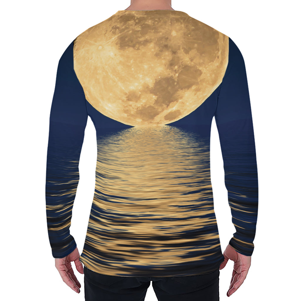 Moonlight On The Sea Print Men's Long Sleeve T-Shirt