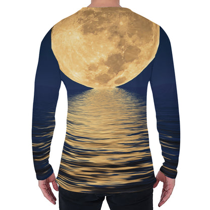 Moonlight On The Sea Print Men's Long Sleeve T-Shirt