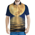 Moonlight On The Sea Print Men's Polo Shirt