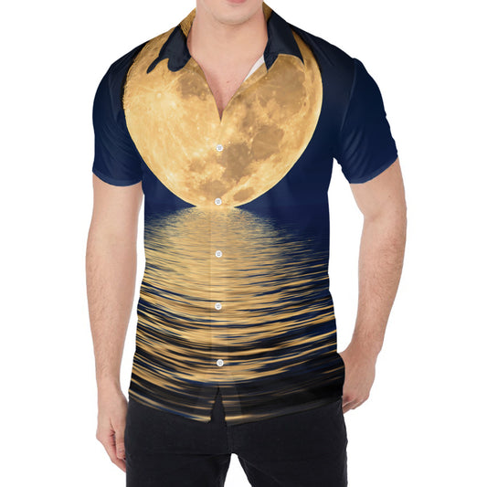 Moonlight On The Sea Print Men's Shirt