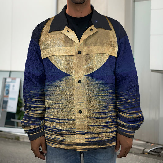 Moonlight On The Sea Print Men's Shirt Jacket