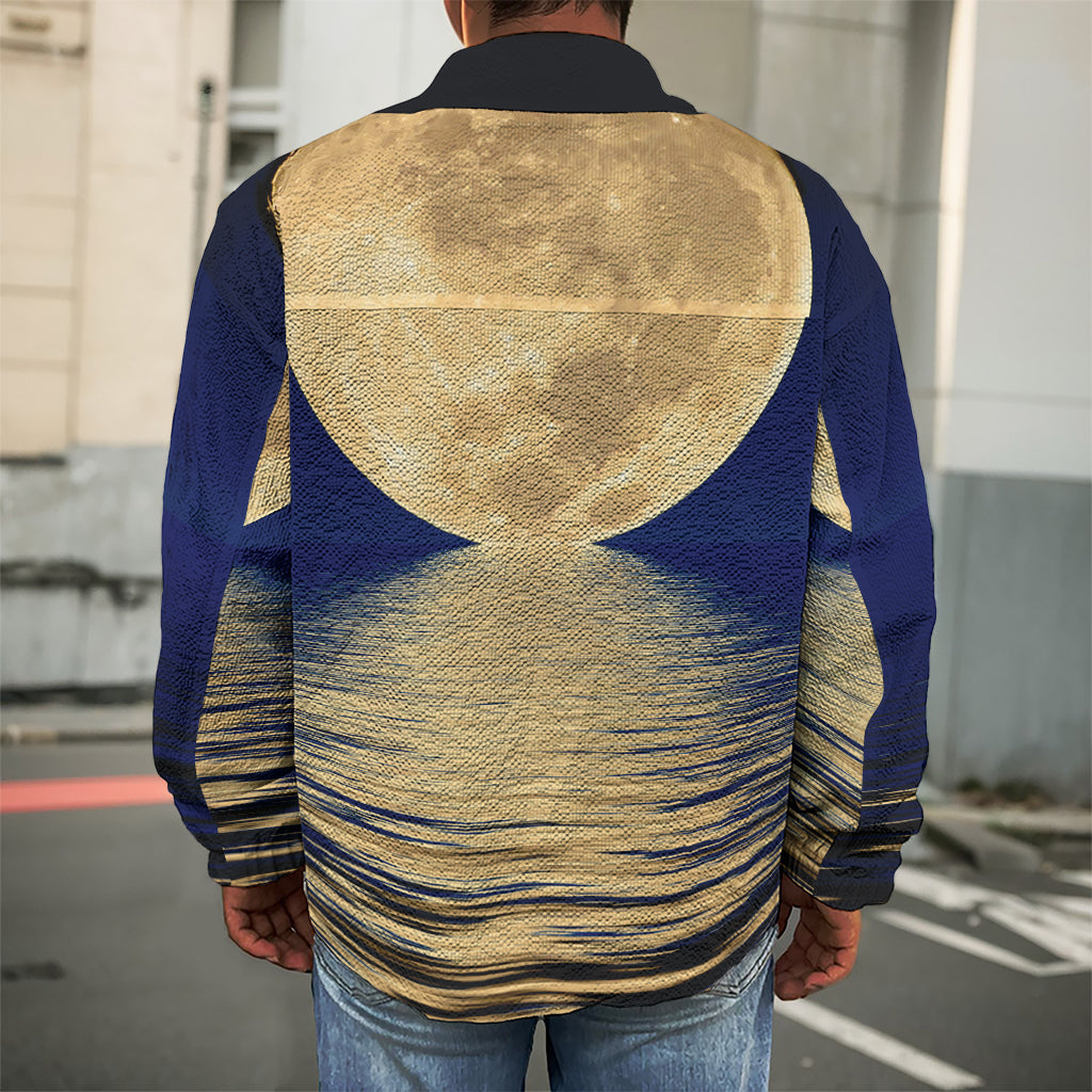 Moonlight On The Sea Print Men's Shirt Jacket