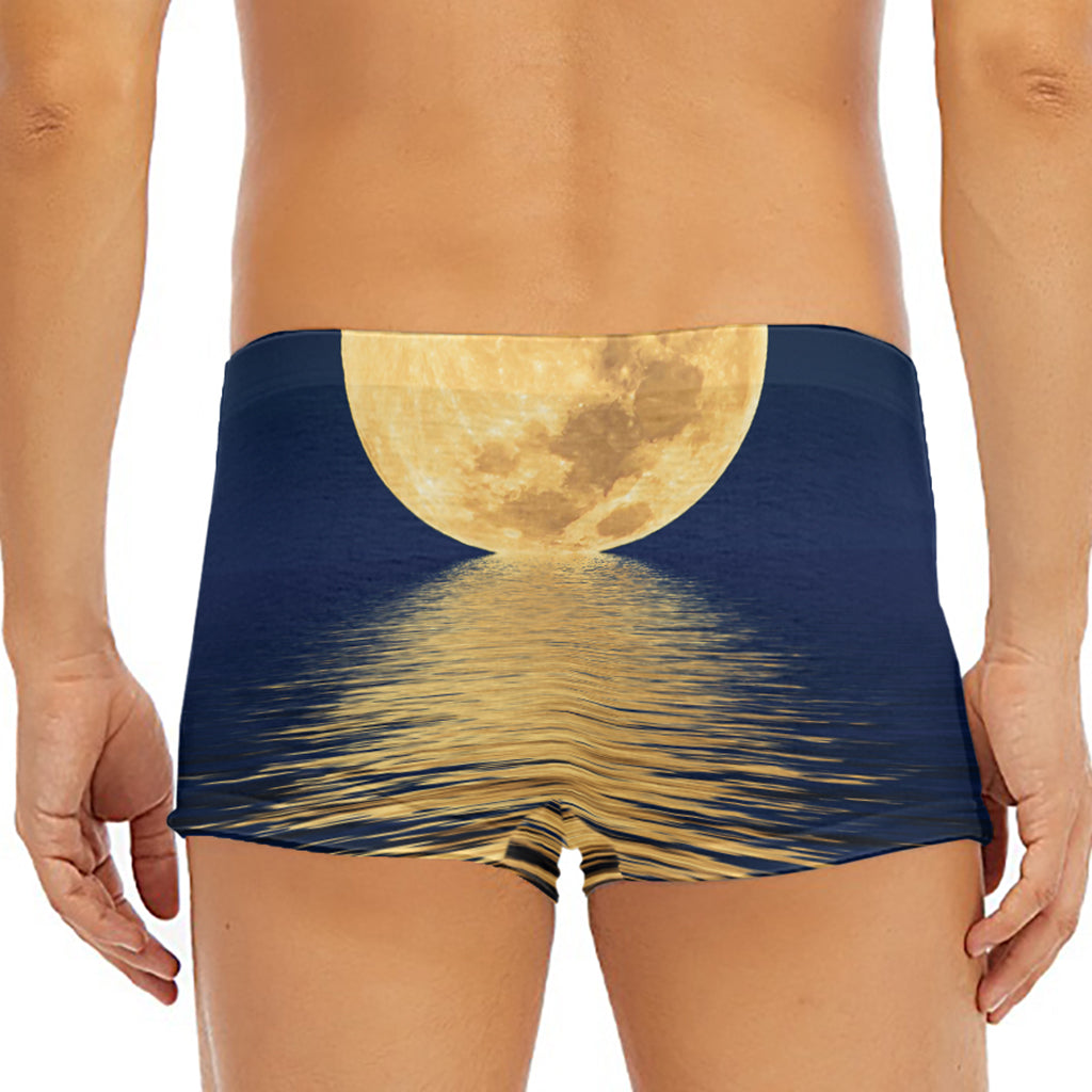 Moonlight On The Sea Print Men's Short Boxer Briefs