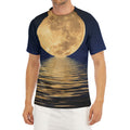 Moonlight On The Sea Print Men's Short Sleeve Rash Guard