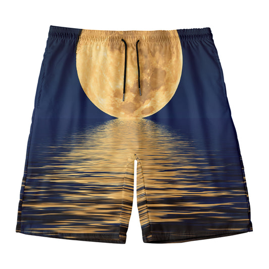 Moonlight On The Sea Print Men's Swim Trunks
