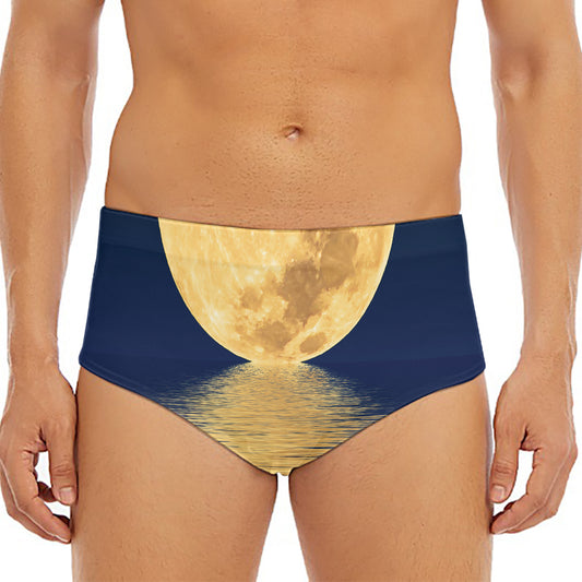 Moonlight On The Sea Print Men's Triangle Swim Briefs