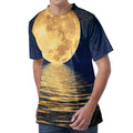 Moonlight On The Sea Print Men's Velvet T-Shirt