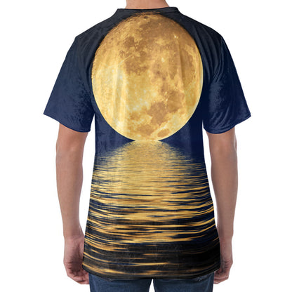 Moonlight On The Sea Print Men's Velvet T-Shirt