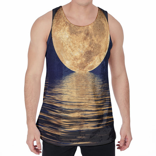 Moonlight On The Sea Print Men's Velvet Tank Top