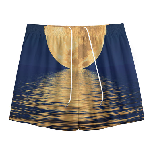 Moonlight On The Sea Print Mesh Shorts