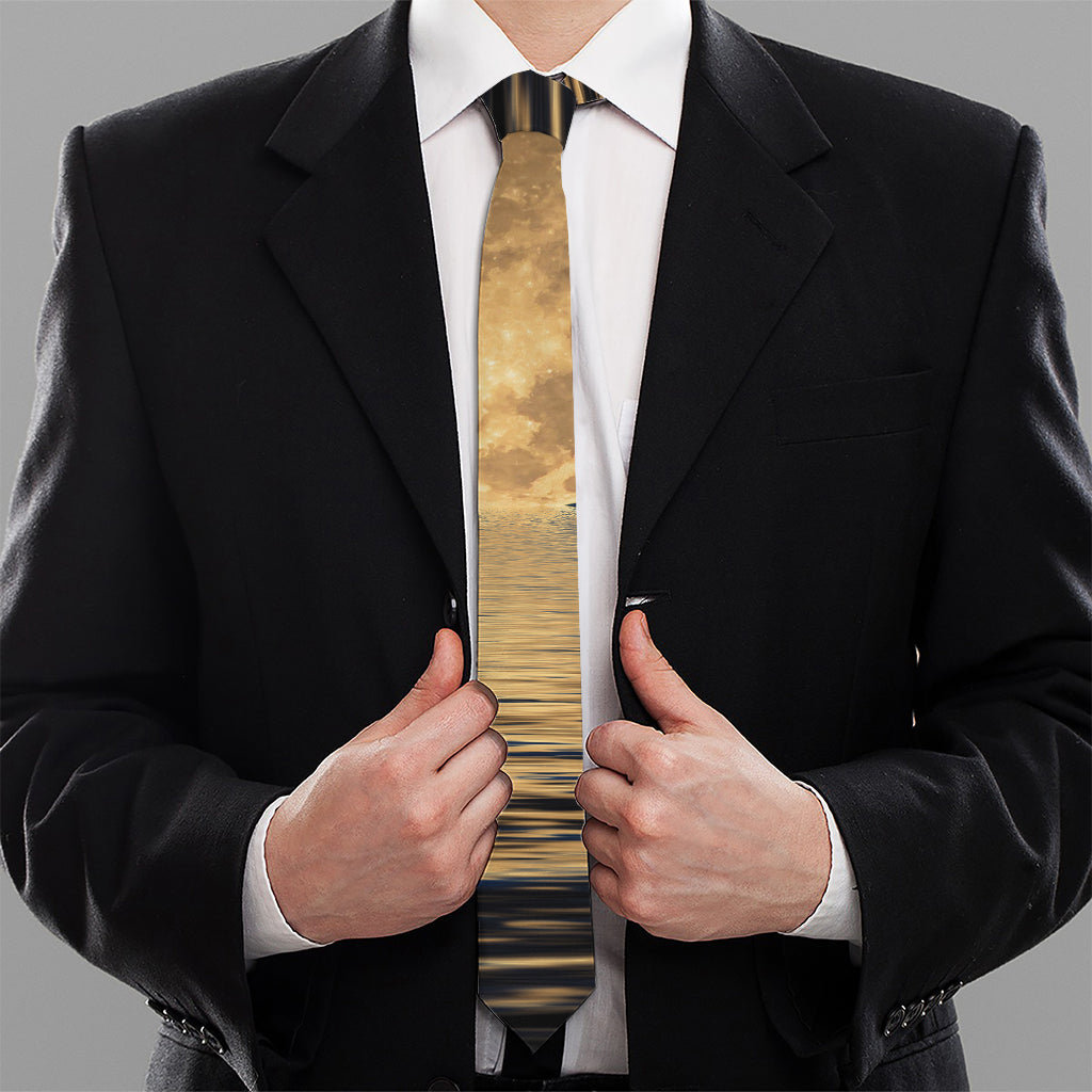 Moonlight On The Sea Print Necktie