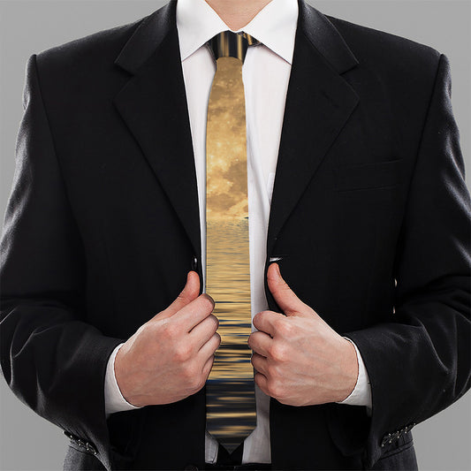 Moonlight On The Sea Print Necktie