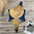 Moonlight On The Sea Print One Shoulder Bodysuit