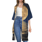 Moonlight On The Sea Print Open Front Beach Cover Up