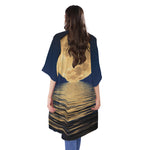 Moonlight On The Sea Print Open Front Beach Cover Up