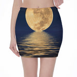 Moonlight On The Sea Print Pencil Mini Skirt