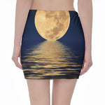 Moonlight On The Sea Print Pencil Mini Skirt