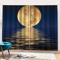 Moonlight On The Sea Print Pencil Pleat Curtains