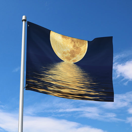 Moonlight On The Sea Print Polyester Flag