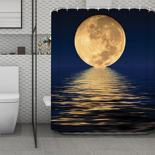 Moonlight On The Sea Print Polyester Shower Curtain