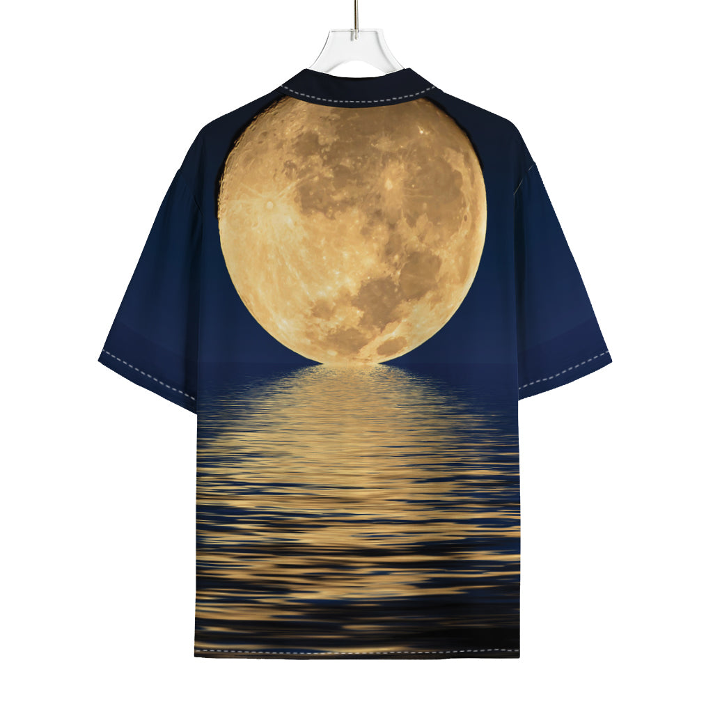 Moonlight On The Sea Print Rayon Hawaiian Shirt