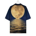 Moonlight On The Sea Print Rayon Hawaiian Shirt