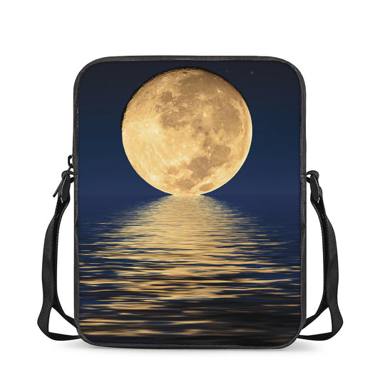 Moonlight On The Sea Print Rectangular Crossbody Bag