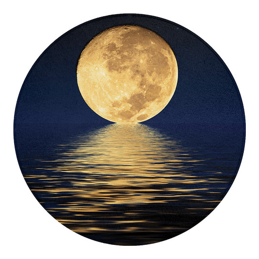 Moonlight On The Sea Print Round Blanket