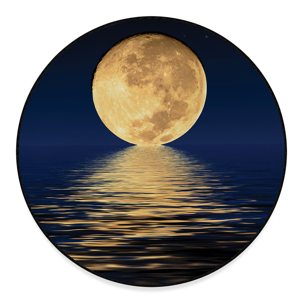 Moonlight On The Sea Print Round Floor Mat