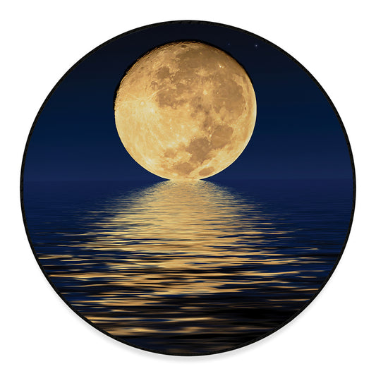Moonlight On The Sea Print Round Floor Mat