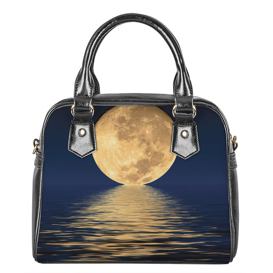 Moonlight On The Sea Print Shoulder Handbag