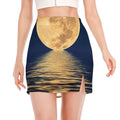 Moonlight On The Sea Print Side Slit Mini Skirt