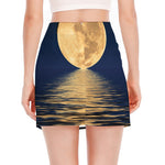 Moonlight On The Sea Print Side Slit Mini Skirt