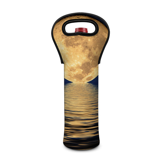 Moonlight On The Sea Print Single Neoprene Wine Tote