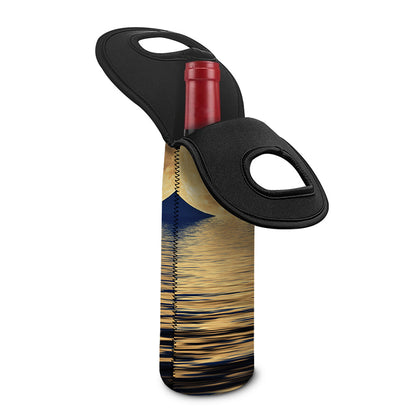 Moonlight On The Sea Print Single Neoprene Wine Tote