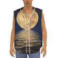 Moonlight On The Sea Print Sleeveless Baseball Jersey