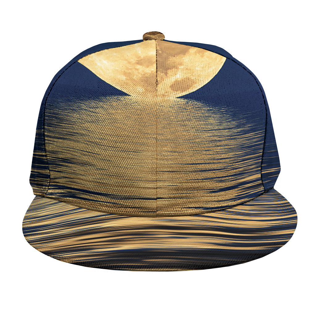 Moonlight On The Sea Print Snapback Cap