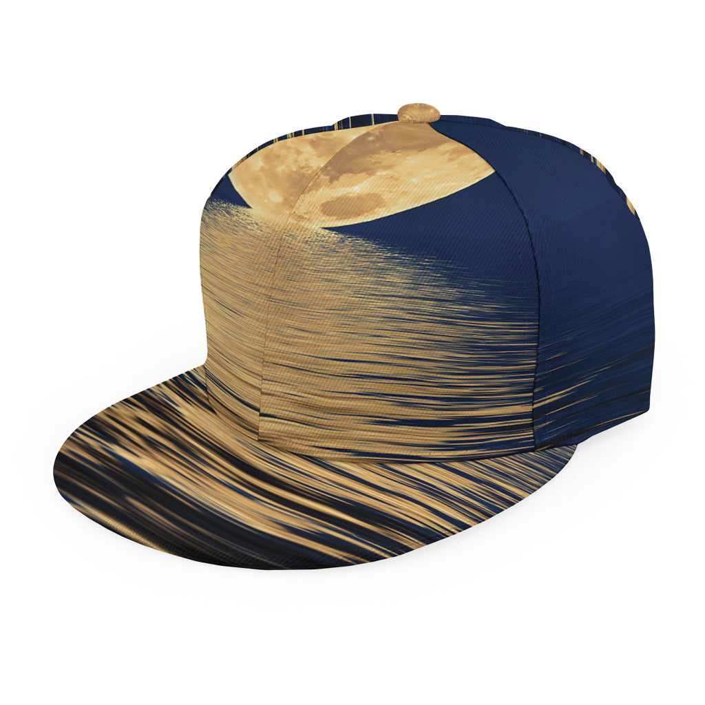 Moonlight On The Sea Print Snapback Cap