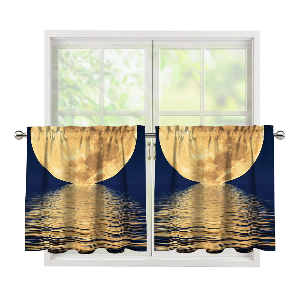 Moonlight On The Sea Print Tier Curtains